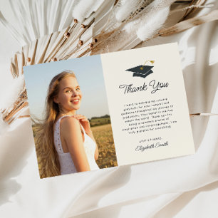 simple script graduation photo thank you card