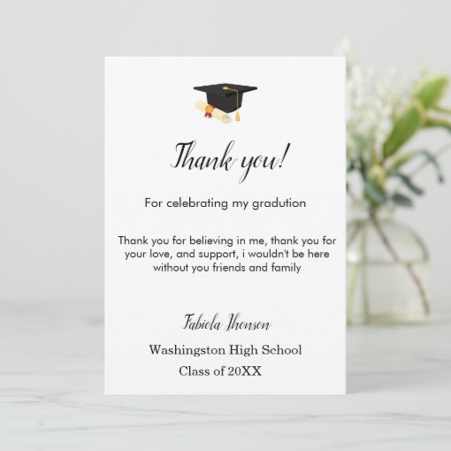 Simple Script graduation thank you message | Zazzle