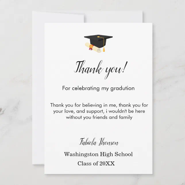 Simple Script graduation thank you message | Zazzle