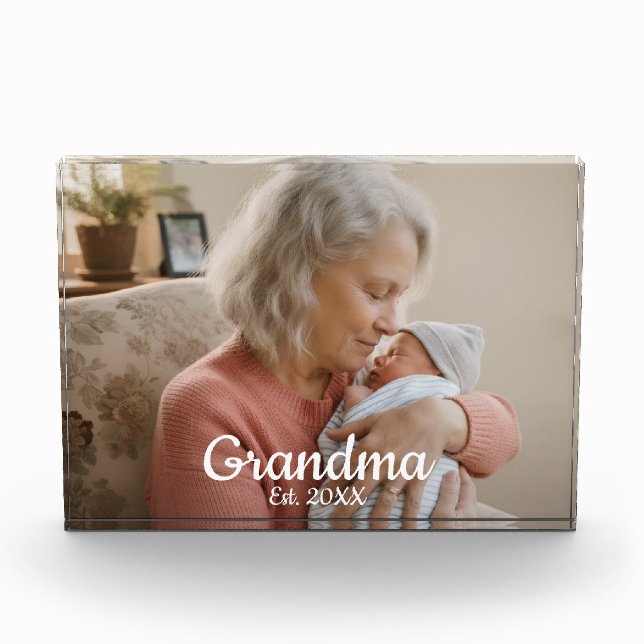 Simple Script Grandma Est.Photo Year Photo Block (Front)