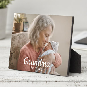 Simple Script Grandma Est.Photo Year Plaque