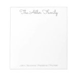 Simple Script Gray Family Notepad at Zazzle