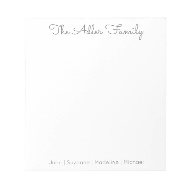 Simple Script Gray Family Notepad (Front)