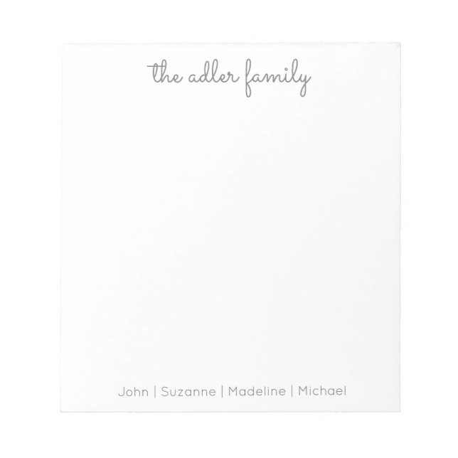 Simple Script Gray Family Notepad (Front)