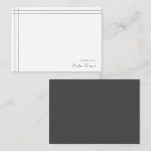 Simple Script Gray White 2 Side Double Border Note Card