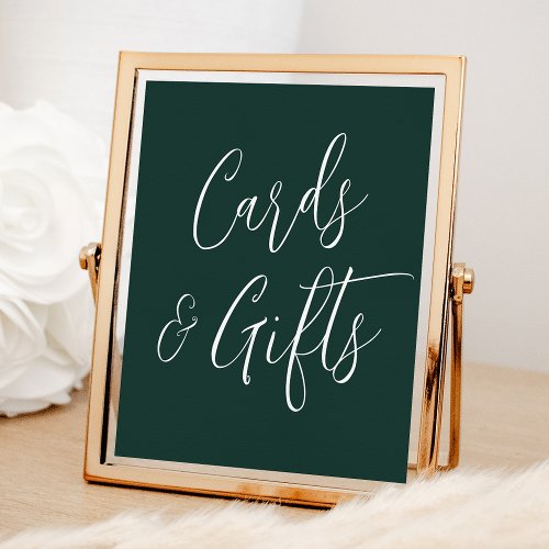 Simple Script Green Wedding Cards and Gifts Sign