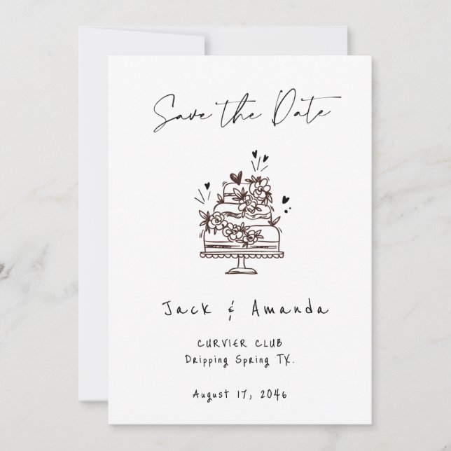 Simple Script hand drawing Wedding save the date (Front)