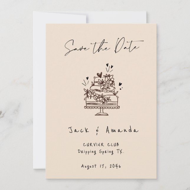 Simple Script hand drawing Wedding save the date (Front)