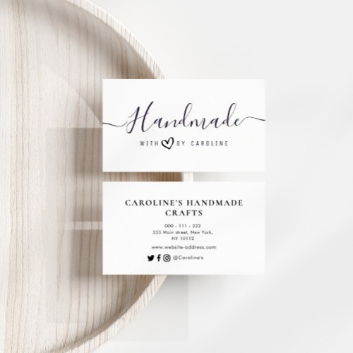 simple script Handmade business Business Card