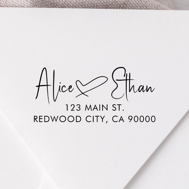 Simple Script Handwritten Heart Return Address Self-inking Stamp (Creator Uploaded)