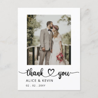 Simple Script Handwritten Photo Wedding Thank You  Postcard
