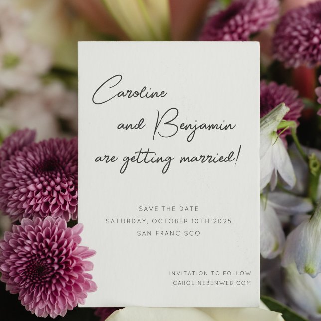 Simple Script Handwritten Romantic Wedding Save The Date (Creator Uploaded)