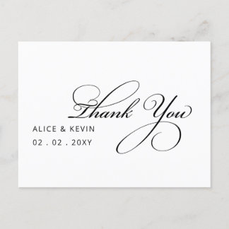 Simple Script Handwritten Wedding Thank You Postcard