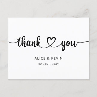 Simple Script Handwritten Wedding Thank You  Postcard