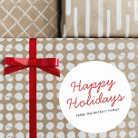 Simple Script Happy Holidays Red Typography Classic Round Sticker<br><div class="desc">Send out this year's holiday greetings in style with these unique and modern holiday stickers. The design features a festive typography script "happy holidays" in red on a white background. These stickers can be used as envelope seals, Christmas gift tags, holiday party favor stickers, and much, much more! Easily add...</div>