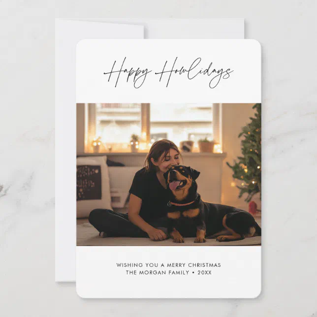 Simple Script Happy Howlidays Christmas Dog Photo Holiday Card | Zazzle