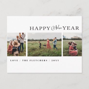Simple Script Happy New Year Photo Holiday  Postcard