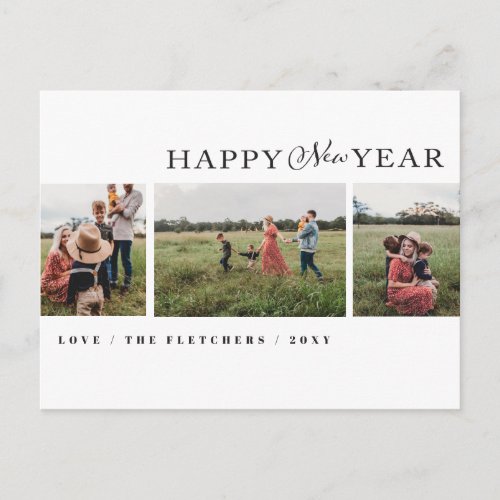 Simple Script Happy New Year Photo Holiday  Postcard