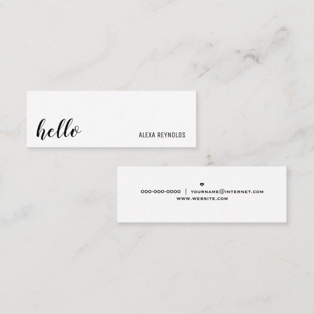 Simple Script Hello Mini Business Card (Front/Back)