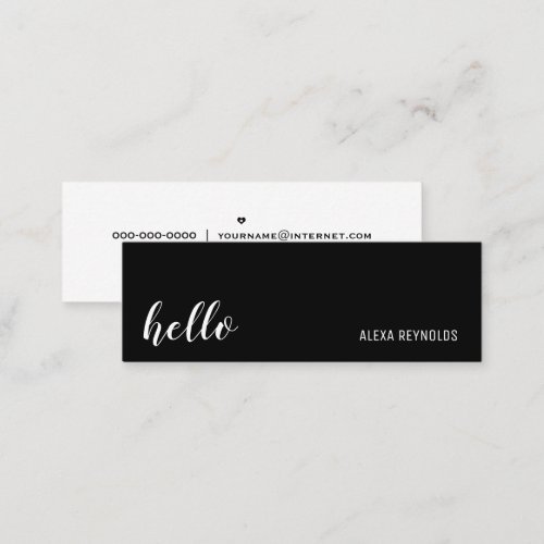 Simple Script Hello On Black Mini Business Card
