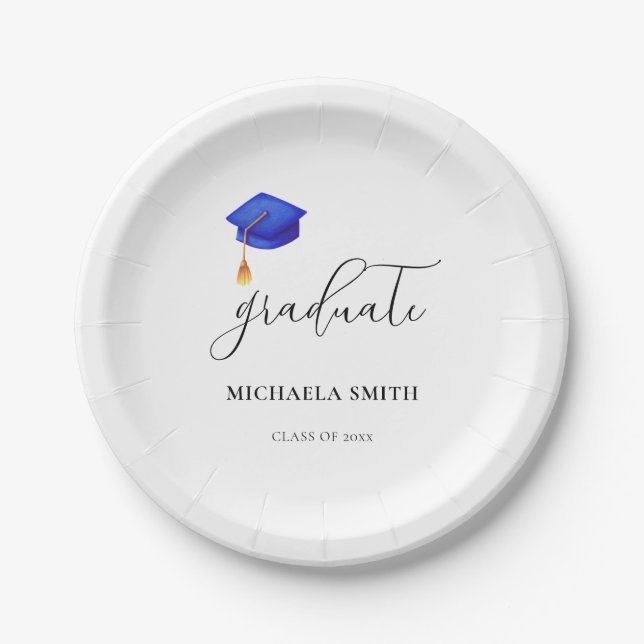 Simple Script High School Graduate Paper Plates (Front)