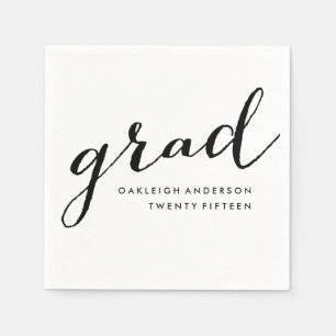 Simple Script in Black   Graduation Napkins