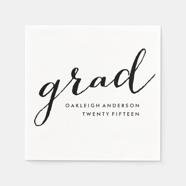 Simple Script in Black | Graduation Napkins (Front)