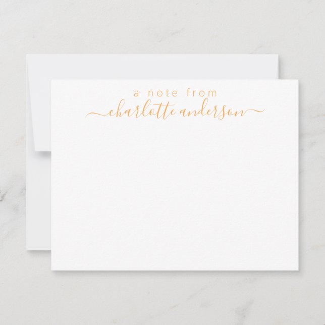 Simple Script Lettering in Yellow Personalized Note Card (Front)