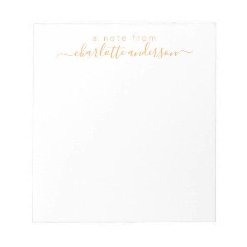 Simple Script Lettering in Yellow Personalized  Notepad