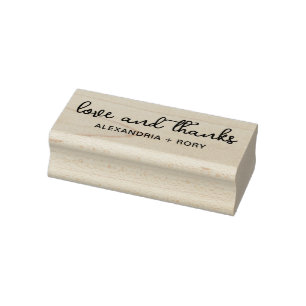 Simple Script Love and Thanks Wood Rubber Stamp