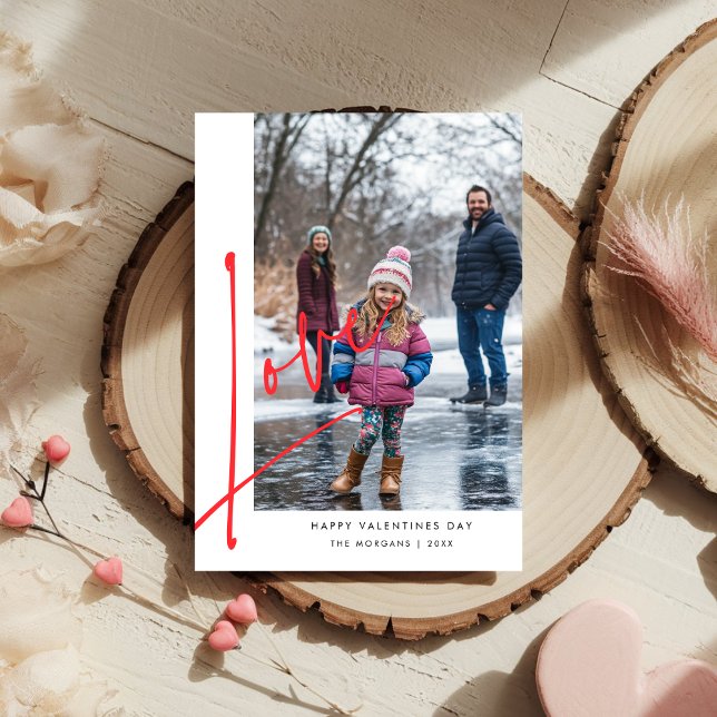Simple Script Love Overlay Family Photo Valentines Holiday Card (Creator Uploaded)