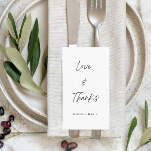 Simple Script Love & Thanks Wedding Place Card