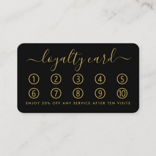 Simple Script Loyalty Card _ Black  Gold