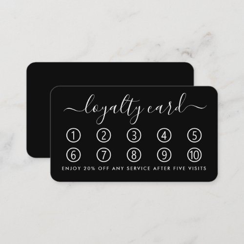 Simple Script Loyalty Card _ Black  White