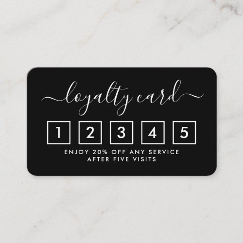 Simple Script Loyalty Card _ Black  White