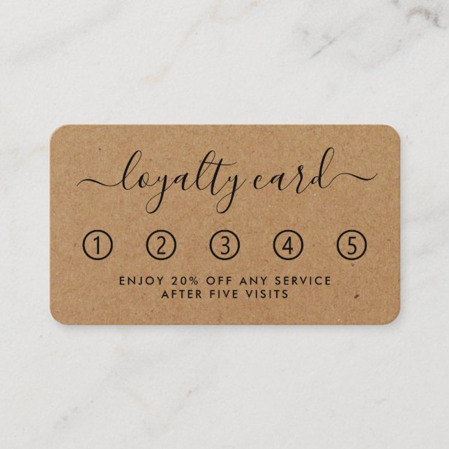 Simple Script Loyalty Card - Rustic Kraft (Front)