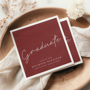 Simple Script Maroon Graduation Party Napkins