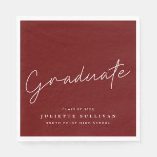 Simple Script Maroon Graduation Party Napkins