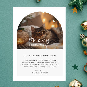 Simple Script Meowy Christmas Arch Photo Cat Holiday Card