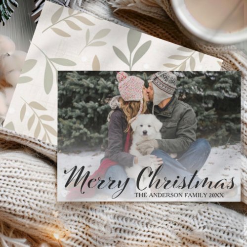Simple Script Merry Christmas 1 Photo Holiday Card