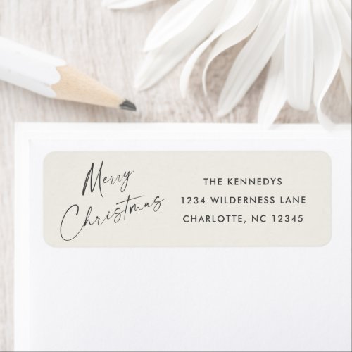 Simple Script Merry Christmas Cards Return Address Label