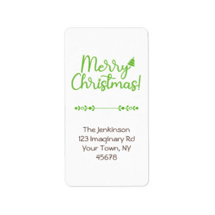 Simple Script Merry Christmas on White Address Label