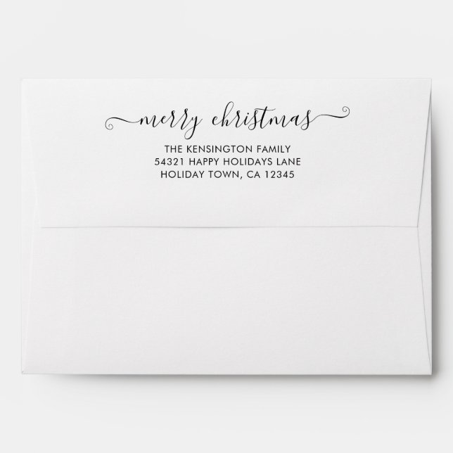 Simple Script Merry Christmas Return Address Envelope (Back (Top Flap))