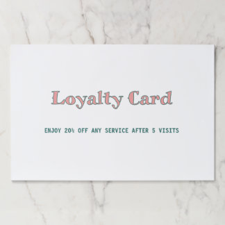 simple script minimal add your text loyalty card paper pad