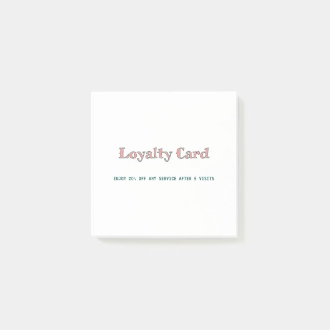 simple script minimal add your text  loyalty card post-it notes (Front)