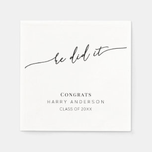 Simple Script Minimalist Graduation Party Napkins