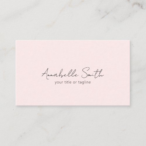 Simple Script Minimalist Modern Blush Pink Elegant Business Card