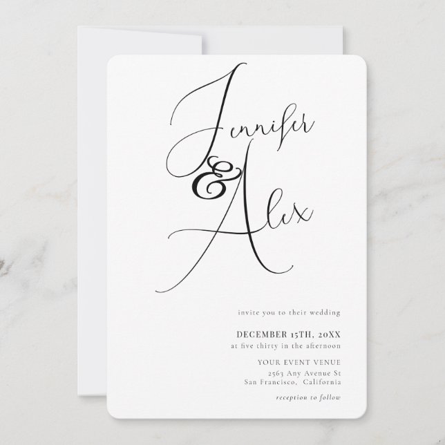 Simple Script Minimalist Photo Collage Wedding  Invitation (Front)