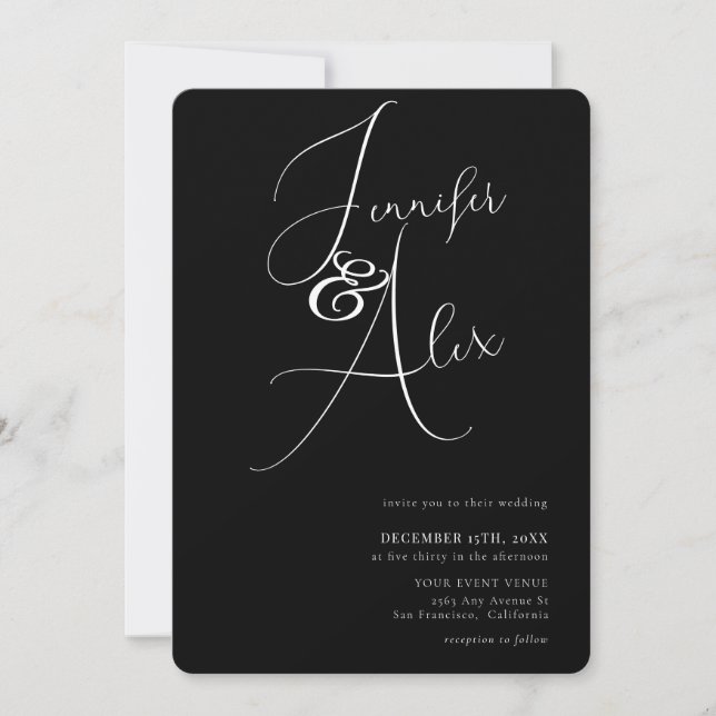 Simple Script Minimalist Photo Collage Wedding  Invitation (Front)