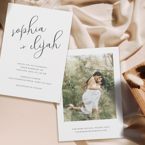 Simple Script Minimalist Photo Wedding  Invitation